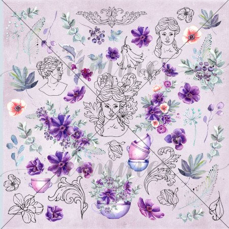 Лист для вырезания из коллекции "Amethyst", 30,5 х 30,5 см, 190 гр, ТМ Summer Studio, купить - БлагоЛис