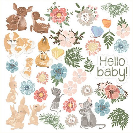 Лист с картинками для вырезания, коллекция Baby & Mama, 30,5 х 30,5 см, Фабрика Декора, купить - БлагоЛис