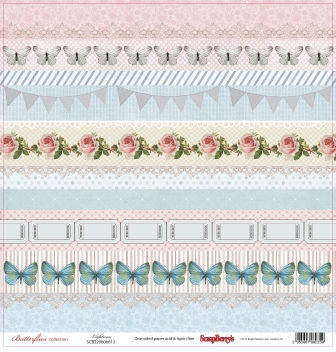 Лист односторонней бумаги SCB 30,5х30,5 см 180 гр коллекция Бабочки Легкость, купить - БлагоЛис