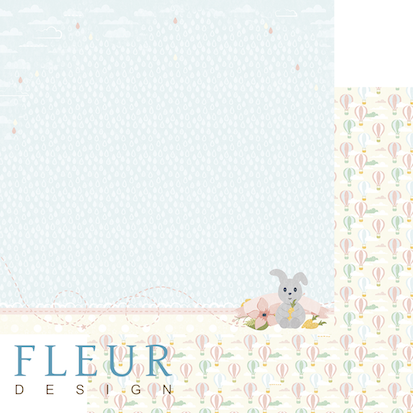 Лист двусторонней бумаги 30,5x30,5 см 190 грамм Fleur Дождик, коллекция В облаках, купить - БлагоЛис