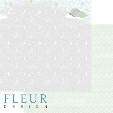 Лист двусторонней бумаги 30,5x30,5 см 190 грамм Fleur Звездная ночь, коллекция В облаках, купить - БлагоЛис