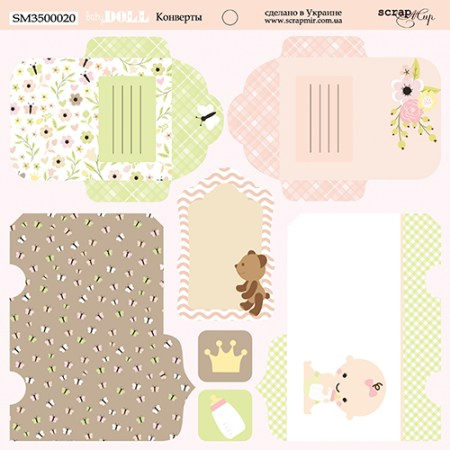 Лист двусторонней бумаги 20 х 20см Конверты Doll Baby от Scrapmir, купить - БлагоЛис