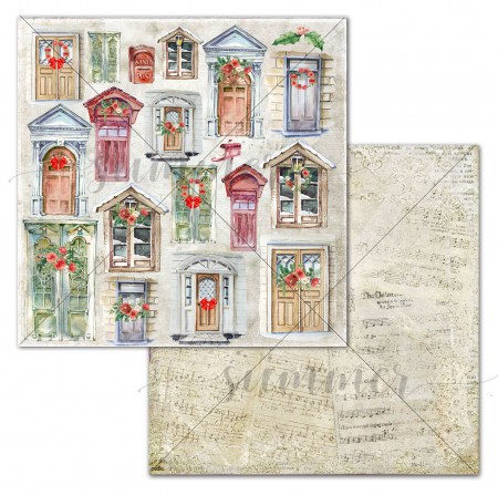 Лист двусторонней бумаги Doors, коллекция Vintage winter, 30,5 х 30,5см, 190г, ТМ Summer Studio, купить - БлагоЛис