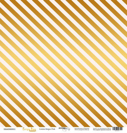 Лист односторонней бумаги с золотым тиснением 30x30 Golden Stripes Pink от Scrapmir Every Day Gold, купить - БлагоЛис