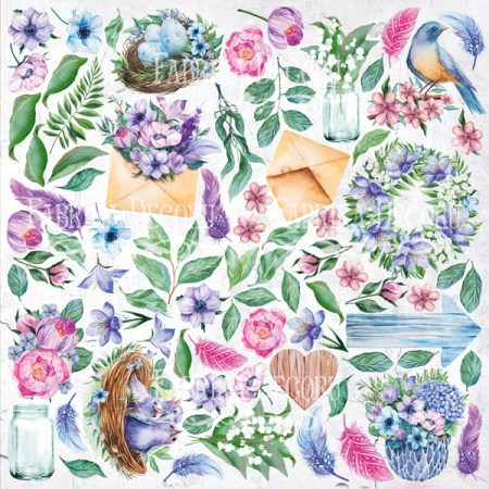 Лист с картинками для вырезания Colorful spring 30,5 х 30,5 см, плотность 200 г, Фабрика Декора, купить - БлагоЛис