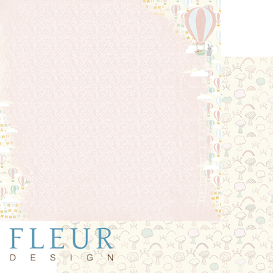 Лист двусторонней бумаги 30,5x30,5 см 190 грамм Fleur На воздушном шаре, коллекция В облаках, купить - БлагоЛис