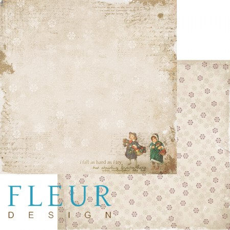 Лист двусторонней бумаги 30,5x30,5 см 190 грамм Fleur Зимняя прогулка коллекция Зимние узоры, купить - БлагоЛис