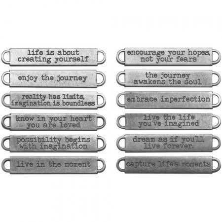 Набор металлических табличек с надписями Idea-Ology Metal Word Bands, 12 штук, ТМ Tim Holtz, купить - БлагоЛис
