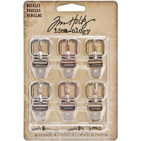 Набор металлических пряжек Idea-Ology Metal Buckles , ТМ Tim Holtz, 6 штук ( бронза, медь, серебро)  , купить - БлагоЛис