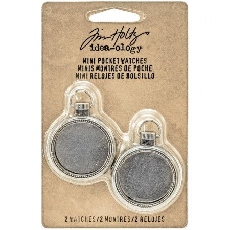 Набор декоративных карманных часов Idea-Ology Metal Mini Pocket Watch Frames, диаметр 2,5 см, ТМ Tim Holtz, 2 штуки (античный никель)   , купить - БлагоЛис