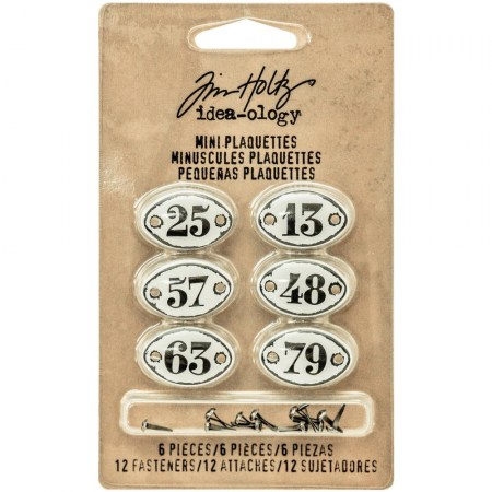 Набор металлических табличек с цифрами Idea-Ology Metal Number Plaquettes, в наборе 12 брадс, ТМ Tim Holtz, купить - БлагоЛис