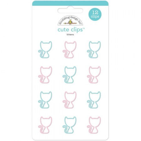 Набор декоративных скрепок Kittens, 2 штуки (бирюзовый и розовый), ТМ Doodlebug design  , купить - БлагоЛис