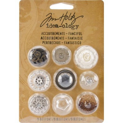 Набор винтажных пуговиц Idea-Ology Accoutrements Fanciful , ТМ Tim Holtz, 9 штук 