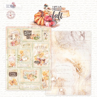 1/2 набора бумаги " Hello, Fall", A5 (14,8*21 см), 6 двусторонних листов, 190 гр., ТМ Dream Light Studio 