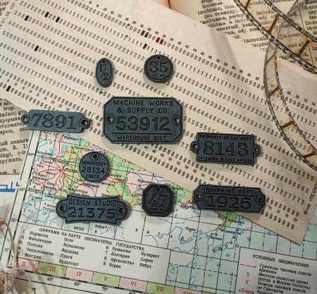 Набор металлических номерных табличек, 9 штук, Аналог Tim Holtz, купить - БлагоЛис