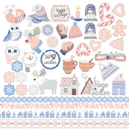 Лист с картинками для вырезания, коллекция "Huge Winter", 30,5 х 30,5 см, Фабрика Декора , купить - БлагоЛис