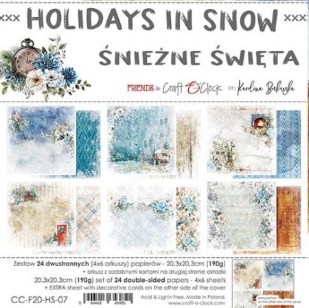 1/2 Набора бумаги HOLIDAYS IN SNOW, 20,3 х 20,3 см, 12 двусторонних листов, плотность 190 грамм, ТМ Craft O'Clock, купить - БлагоЛис