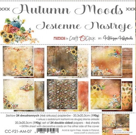 1/2 Набора бумаги AUTUMN MOODS, 20,3 х 20,3 см, 12 двусторонних листов, плотность 190 грамм, ТМ Craft O'Clock, купить - БлагоЛис