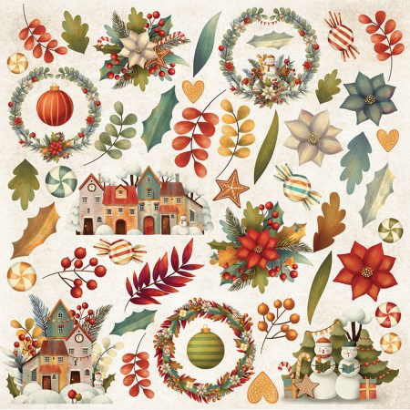 Лист с картинками для вырезания, коллекция Colors of Christmas, 30,5 х 30,5 см, плотность 250 грамм, ТМ Craft & You Design, купить - БлагоЛис