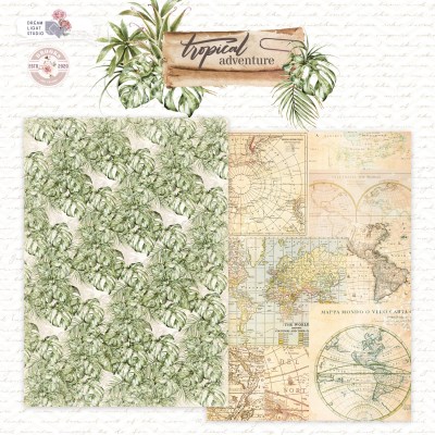 1/2 набора бумаги "Tropical adventure", A5 (14,8*21 см), 6 двусторонних листов, 190 гр., ТМ Dream Light Studio