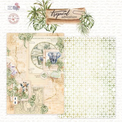 1/2 набора бумаги "Tropical adventure", A5 (14,8*21 см), 6 двусторонних листов, 190 гр., ТМ Dream Light Studio