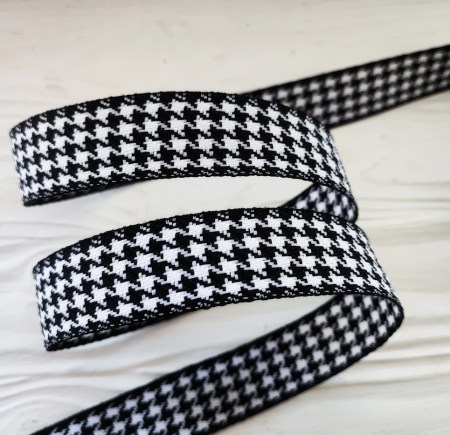 Лента (жёсткая) Гусиная лапка 25 мм, цвет черный, DIY Ribbon's, цена за 1 ярд ( 90 см ), купить - БлагоЛис