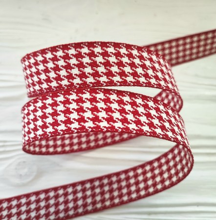 Лента (жёсткая) Гусиная лапка 25 мм, цвет красный, DIY Ribbon's, цена за 1 ярд ( 90 см ), купить - БлагоЛис
