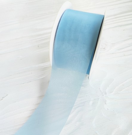 Лента вуаль голубая 38 мм, DIY Ribbon's, цена за 1 ярд ( 90 см ), купить - БлагоЛис