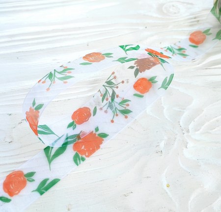 Лента органза "Пионы" 25 мм, DIY Ribbon's, цена за 1 ярд ( 90 см ), купить - БлагоЛис
