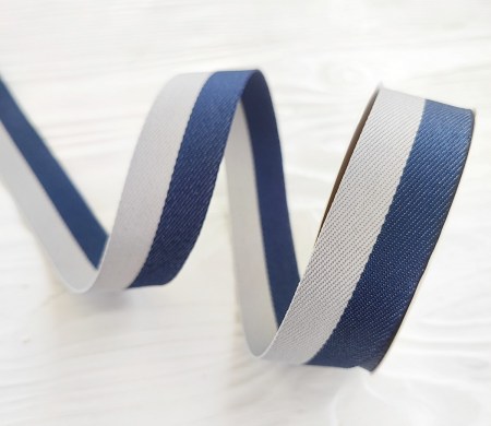 Лента двуцветная джинса/серый 25 мм, DIY Ribbon's, цена за 1 ярд ( 90 см ), купить - БлагоЛис