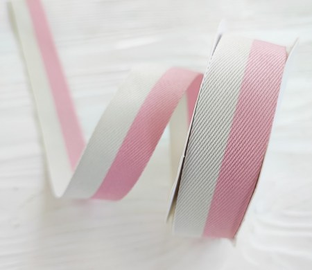 Лента двуцветная розовый/бежевый 25 мм, DIY Ribbon's, цена за 1 ярд ( 90 см ), купить - БлагоЛис