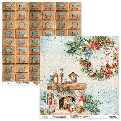 1/2 Набора бумаги Home for Christmas, 15 х 15 см, 12 двусторонних листов + бонус, плотность 240 грамм, ТМ Mintay by Karola