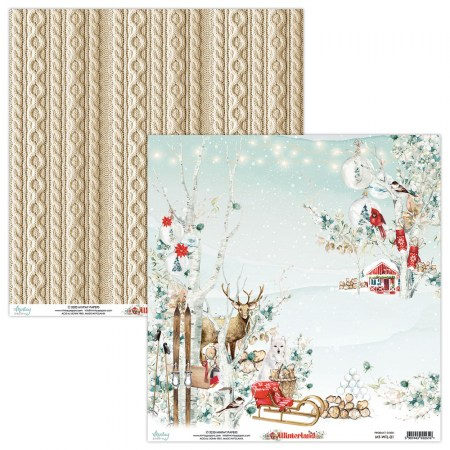 Лист бумаги Winterland 01, 30,5 х 30,5 см, плотность 240 грамм, ТМ Mintay by Karola, купить - БлагоЛис