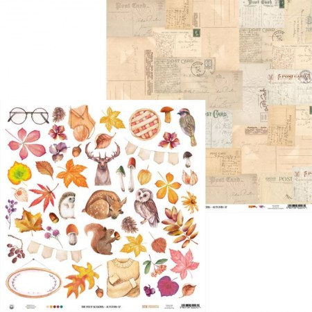 Бумага двусторонняя "The Four Seasons - Autumn"-07,  30,5 х 30,5 см, плотность 240 грамм, ТМ P13, купить - БлагоЛис