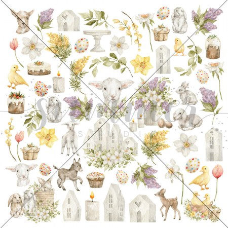 Лист для вырезания из коллекции "Spring festival", 30,5 х 30,5 см, 190 гр, ТМ Summer Studio, купить - БлагоЛис