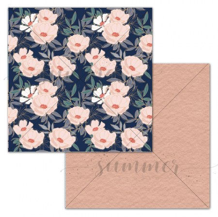 Лист двусторонней бумаги Moon flower, коллекция Unlimited, 30,5 х 30,5см, 190г, ТМ Summer Studio, купить - БлагоЛис