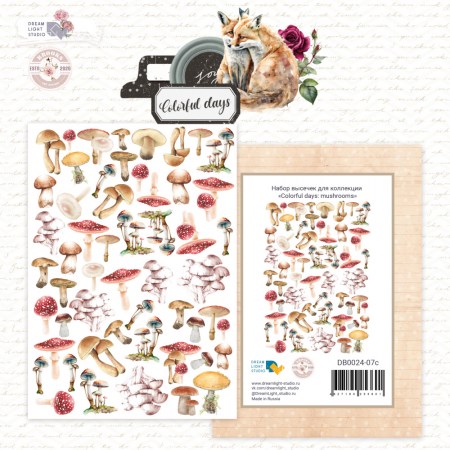 Высечки из коллекции "Colorful days" Mushrooms, 330 гр., ТМ Dream Light Studio, купить - БлагоЛис