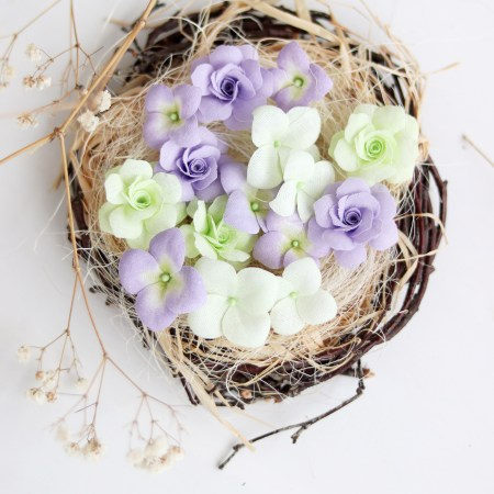 Набор цветов "Гортензии и розы" сиреневый, ТМ Pastel flowers, купить - БлагоЛис