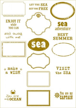 Калька (веллум) с золотым рисунком, Sea anventure - frame, ТМ Bee Shabby, купить - БлагоЛис