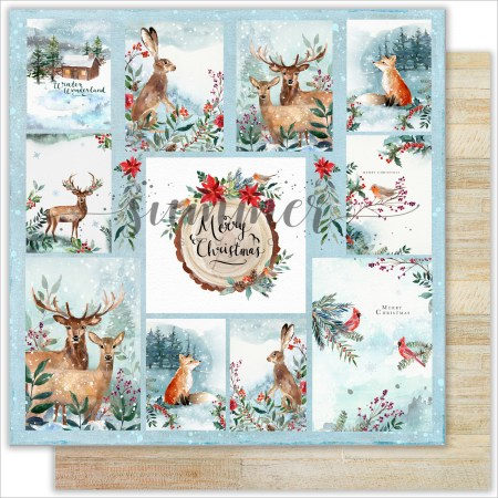 Лист двусторонней бумаги Christmas cards, коллекция The holiday spirit, 30,5 х 30,5см, 190г, ТМ Summer Studio, купить - БлагоЛис