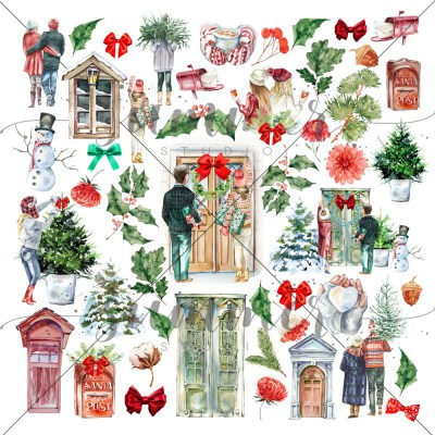 Набор двусторонней бумаги Vintage winter, 10 листов + 1 бонус, 30,5 х 30,5 см, 190 г, ТМ Summer Studio