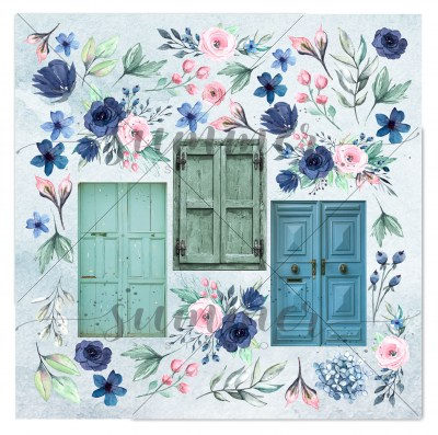 Набор двусторонней бумаги Blue outside, 10 листов + 1 бонус, 30,5 х 30,5 см, 190 г, ТМ Summer Studio