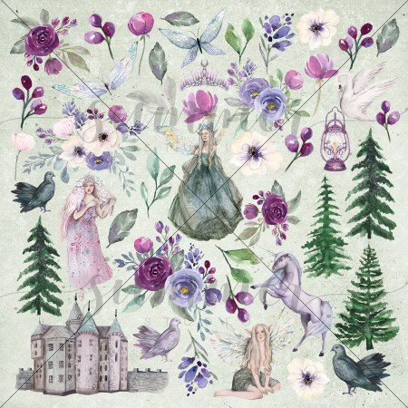 Лист для вырезания, коллекция Fairy tale, 30,5 х 30,5см, 250гр, ТМ Summer Studio, купить - БлагоЛис