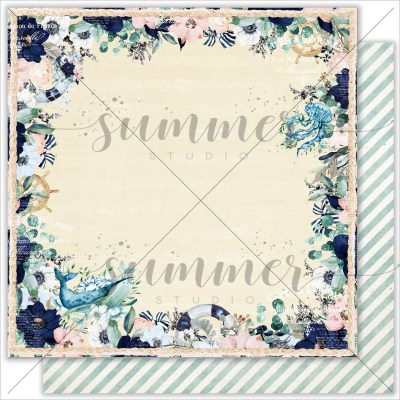 Набор двусторонней бумаги Marine Bloom, 11 листов, 30,5 х 30,5 см, 190 г, ТМ Summer Studio   