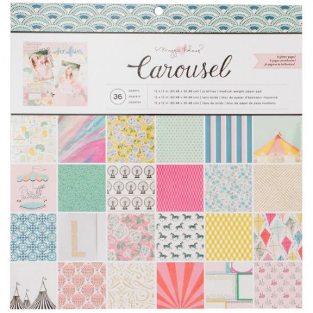 Набор односторонней бумаги "Carousel" с глиттером, 30,5 х 30,5 см, 36 листов, ТМ Crate Paper, купить - БлагоЛис