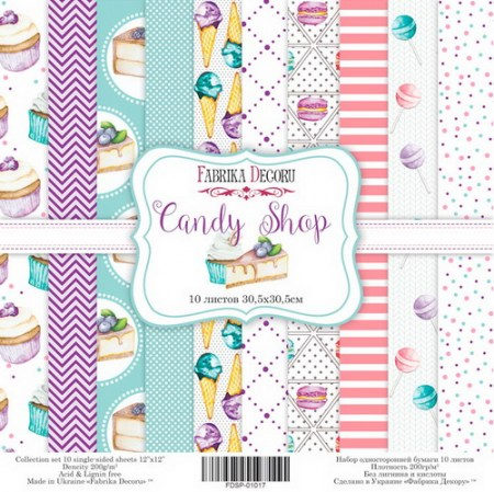 Набор односторонней бумаги Фабрика Декора 30,5х30,5 см 200 грамм Candy Shop (10 листов), купить - БлагоЛис