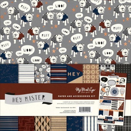 Набор двусторонней бумаги "HEY MISTER" с фольгированием 30,5*30,5 см, 8 листов + лист стикеров, My Mind's Eye , купить - БлагоЛис