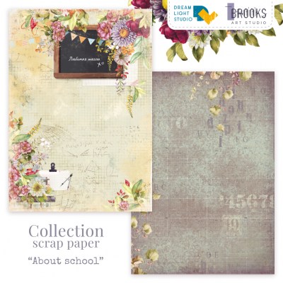 1/2 набора бумаги "About school", A5 (14,8*21 см), 6 двусторонних листов, 190 гр., ТМ Dream Light Studio