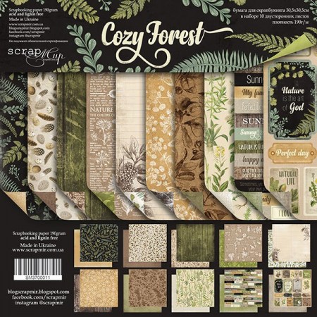 Набор двусторонней бумаги 30 х 30 см Cozy forest, 10 листов, 190 грамм, ТМ ScrapМир, купить - БлагоЛис