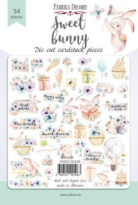 Набор высечек, коллекция "Sweet bunny", 54 шт., плотность 250 гр., Фабрика Декора